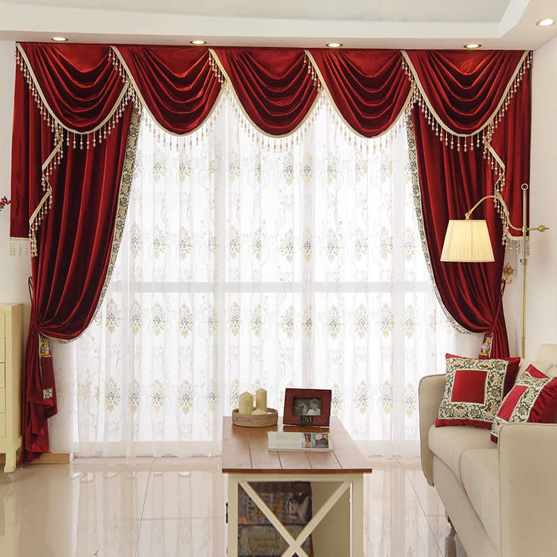 luxury European thick Italy flannelette solid red cloth curtain valance E790*