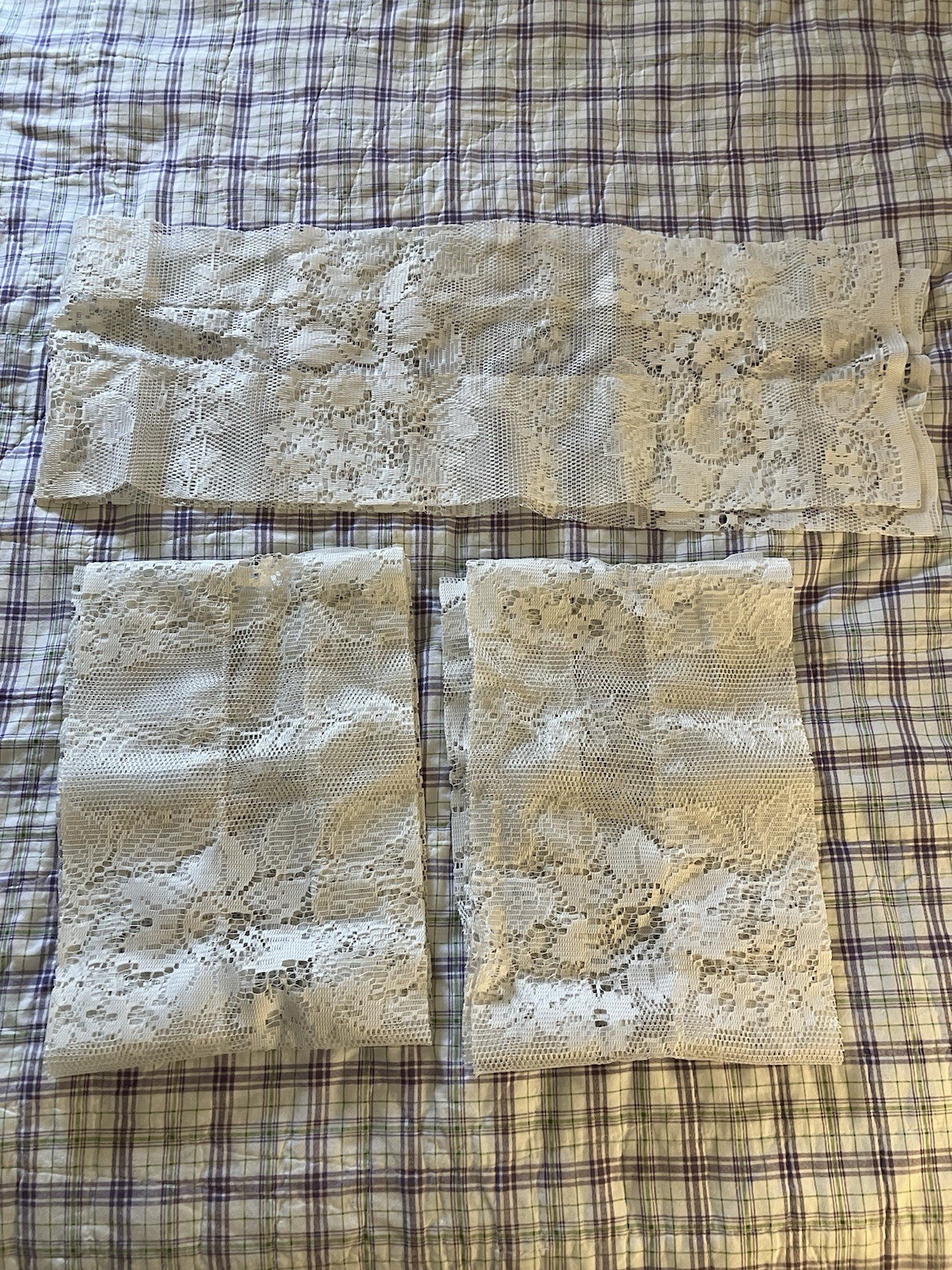 Lot of 3 White Lace Curtain Valances. 60 » W X 10 » L