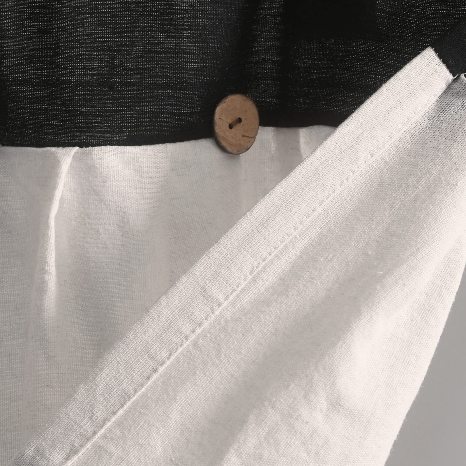 Lush Decor Linen Button Farmhouse Valance, 18L x 52W, Black & White