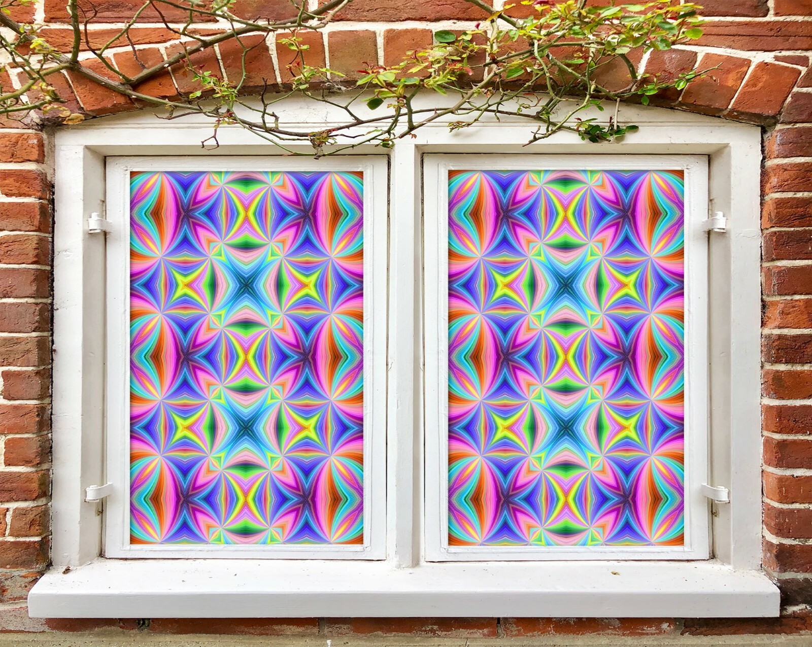 3D Pink Purple D612 Window Film Print Sticker Cling Stained Glass UV Block Amy