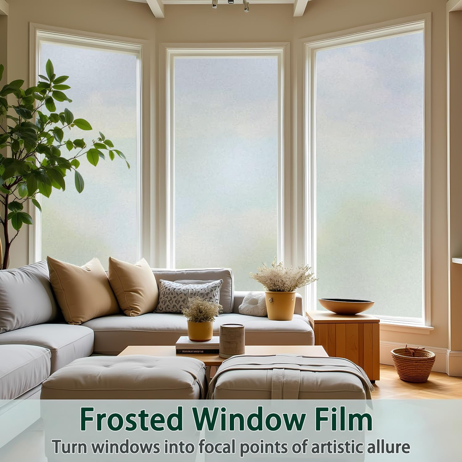 Window Privacy Film Frosted Glass Window Film Sparkling Frosted, Static Cling Pr