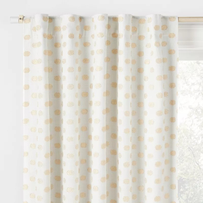 Clipped Dotted Kids' Blackout Window Curtain Panel Metallic Gold