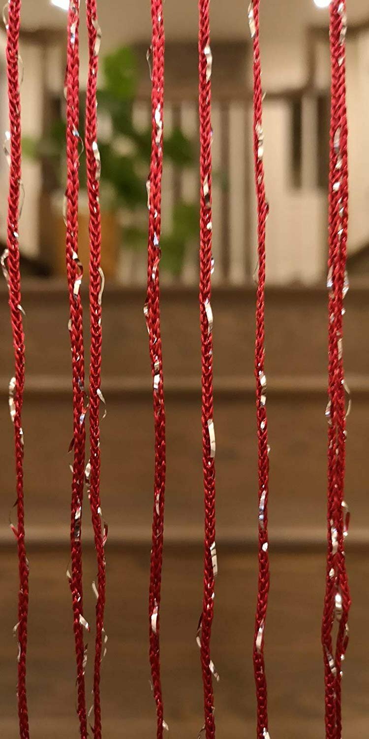 TJ Global String Curtain Room Divider Partition Door with Ribbon Thread, Tape…