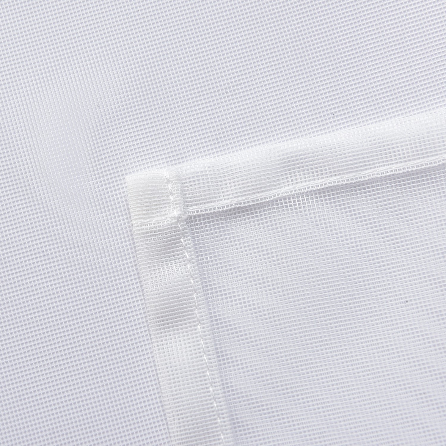 3 Pieces Rod Pocket White Sheer Curtains, Set with 2 Tiers and 1 Valance