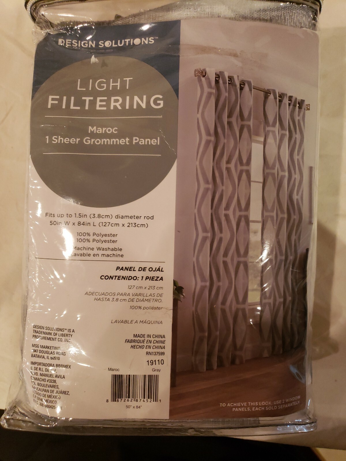 Design Solutions Light Filtering Maroc Weave Grommet Curtain Panel 50 x 94″ (1)