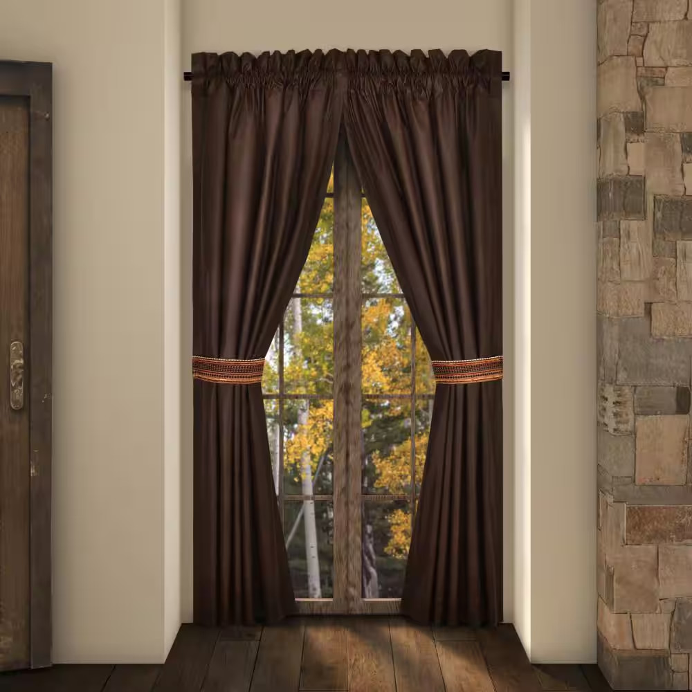 Solstice Brown Solid Polyester Window Panel 50 In. W X 95 In. L (Set of 2)