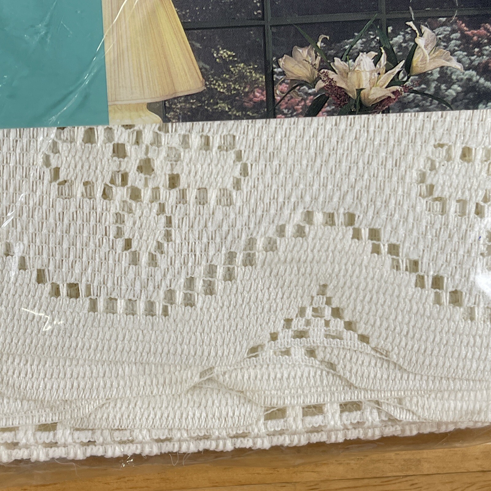 NEW OLD STOCK Valance Curtain Topper 60” X 15” IVORY ROSE AIRBRUSHED LACE #6202