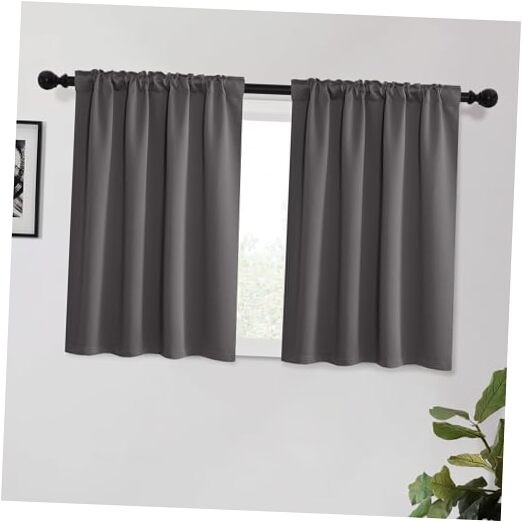 Gray Short Blackout Curtains 45 inch Length, 52″W x 45″L (Pack of 2) Grey