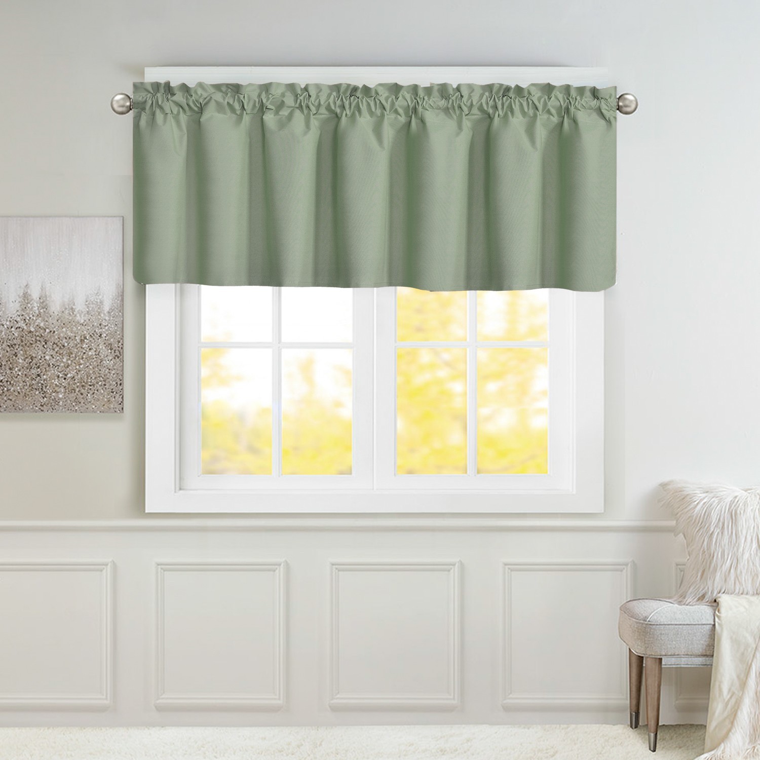 Blackout Window Valance Rod Pocket Curtains, Window Treatment 2 Panels, 39x20in