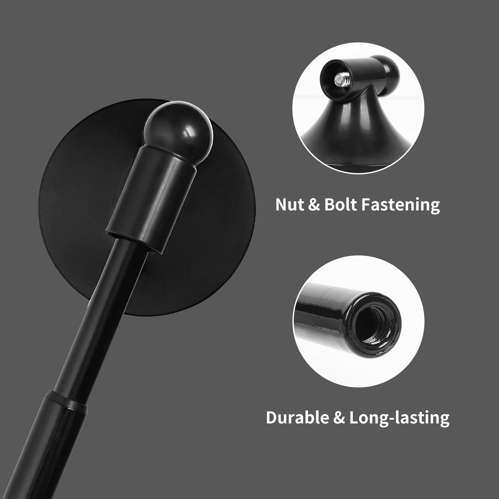 Heavy Duty Magnetic Curtain Rods for Metal Door ‎16-28 Inch 2 Pack, Black
