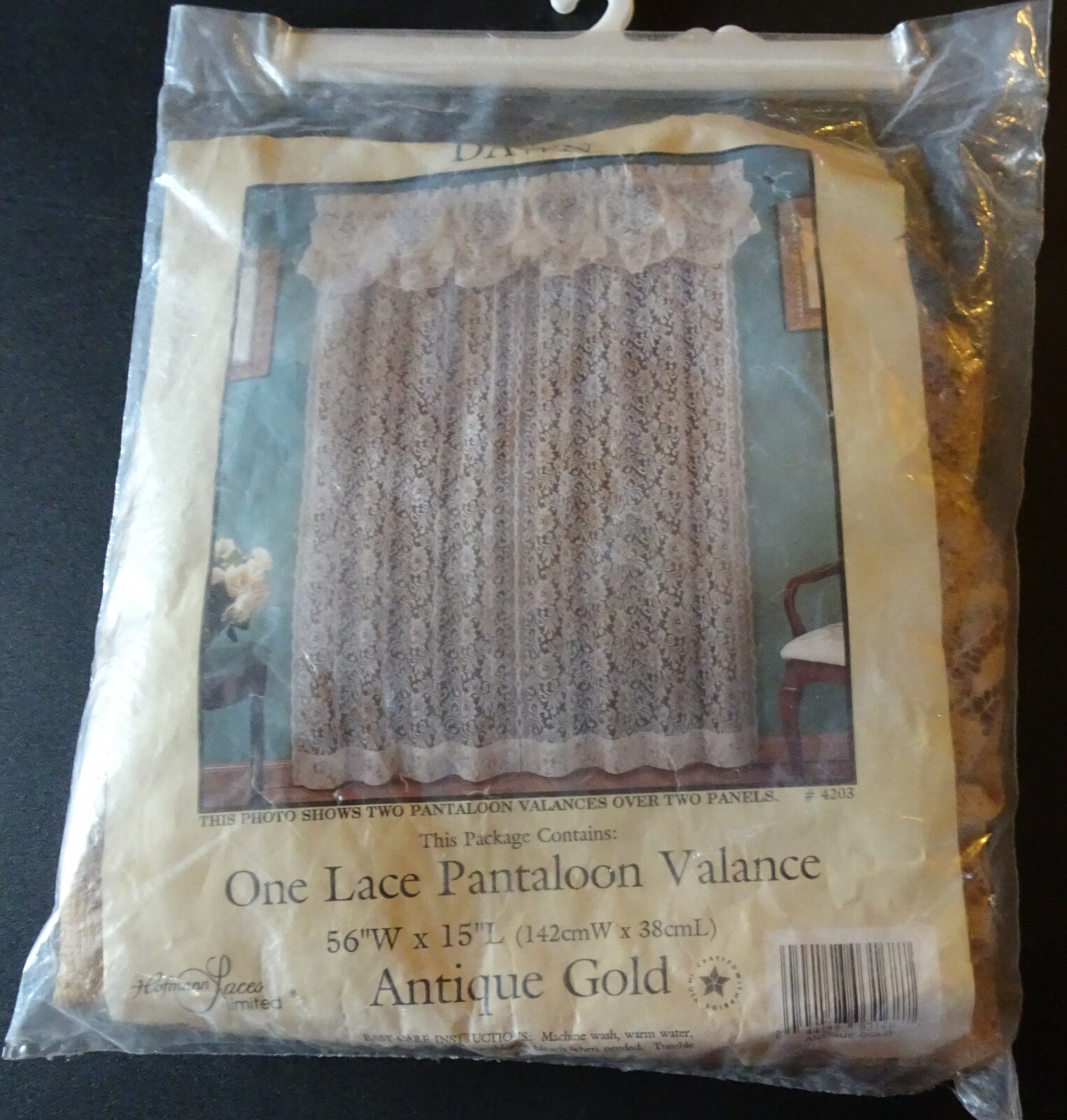 Valance Lace Pantaloon 56″ W X 15″ L Antique Gold NEW NIP