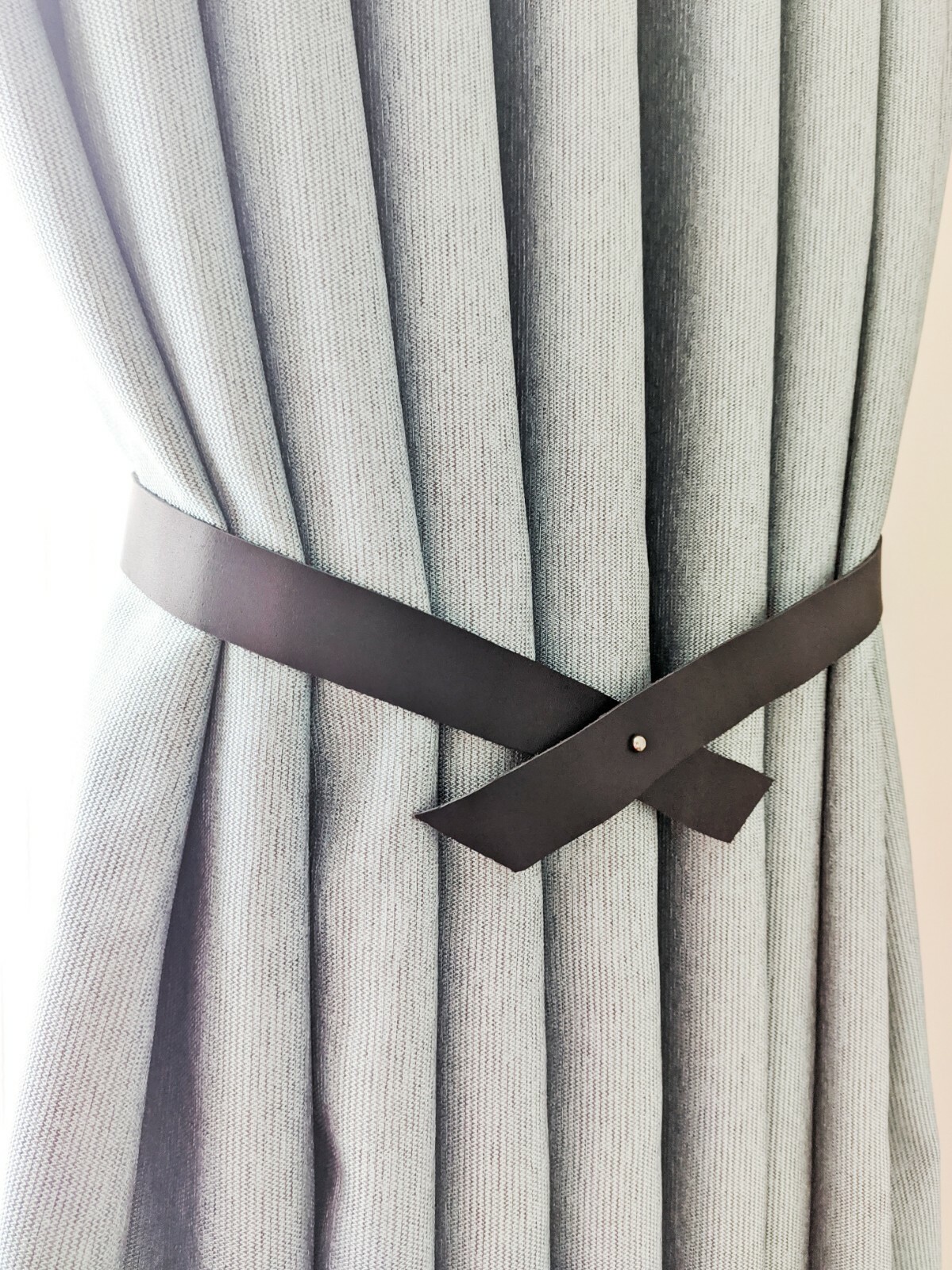 30cm Genuine Leather Curtain Tiebacks, Curtain Tie Backs, Black Curtain Tiebacks