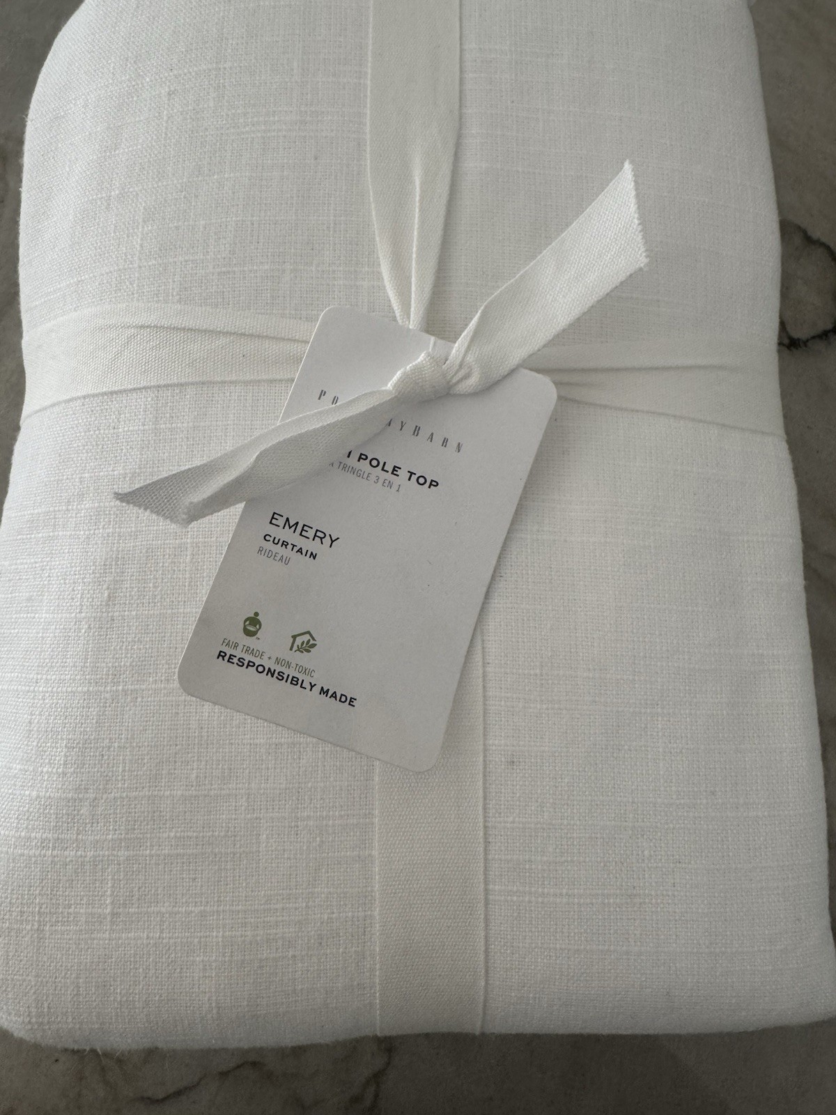 Pottery Barn Emery Linen Curtain White 96 x 112 Cotton lined