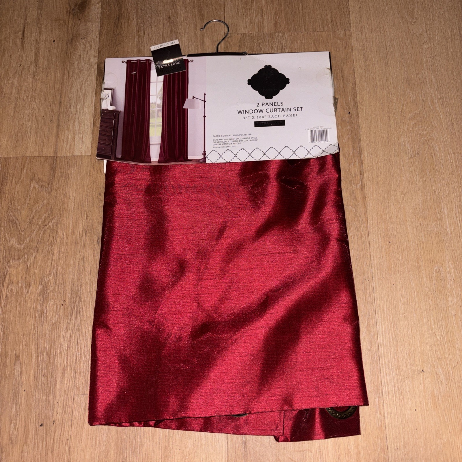 NEW Casual Chic Extra Long Burgundy ￼Curtain Panels 38 X 108 NICE!!
