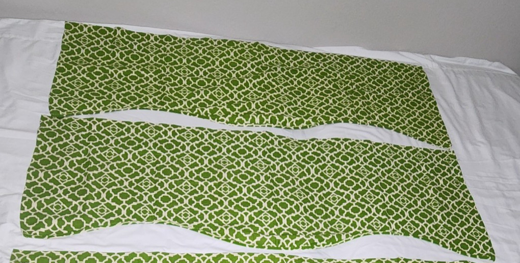 2 Waverly Valance Short Curtain Lovely Lattice Discontinued Pattern Green Cream