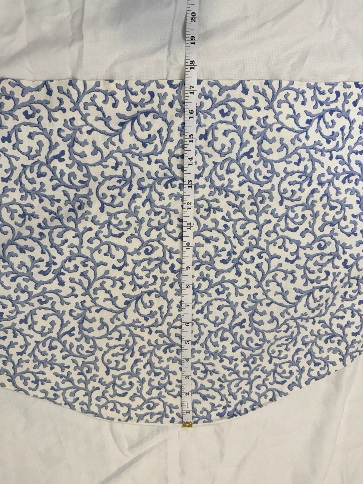 Vintage Waverly Savoy Blue White Valance Scroll Vine Handmade