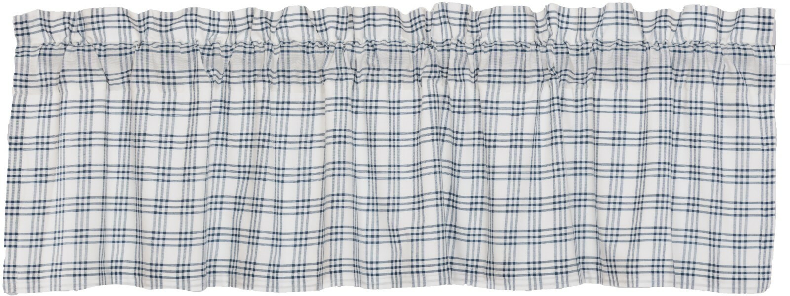 Blue & White Open Plaid Window Valance Country Farmhouse Style Sawyer Mill