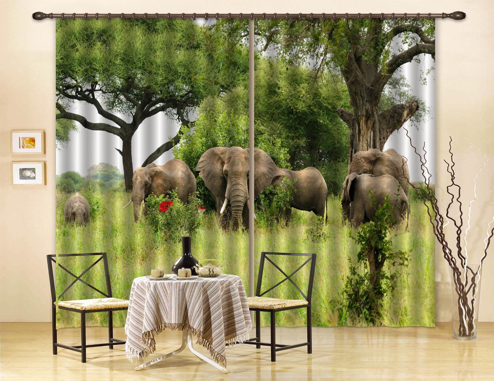 3D Animal Elephant Prairie ZHUA254 Photo Curtain Window Blockout Fabric Amy 2023