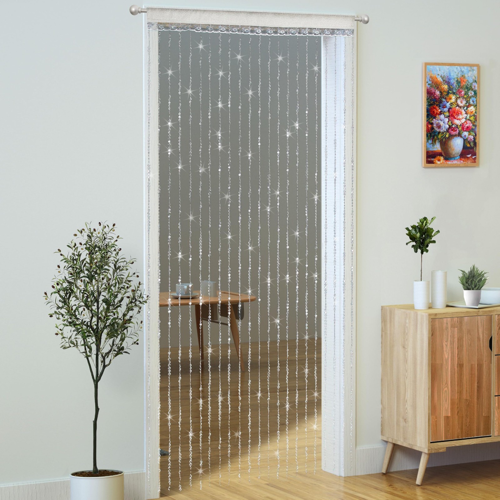 Crystal Beaded Curtain Door Curtain 36 x 79 Inches 22 Strands Acrylic Hanging…