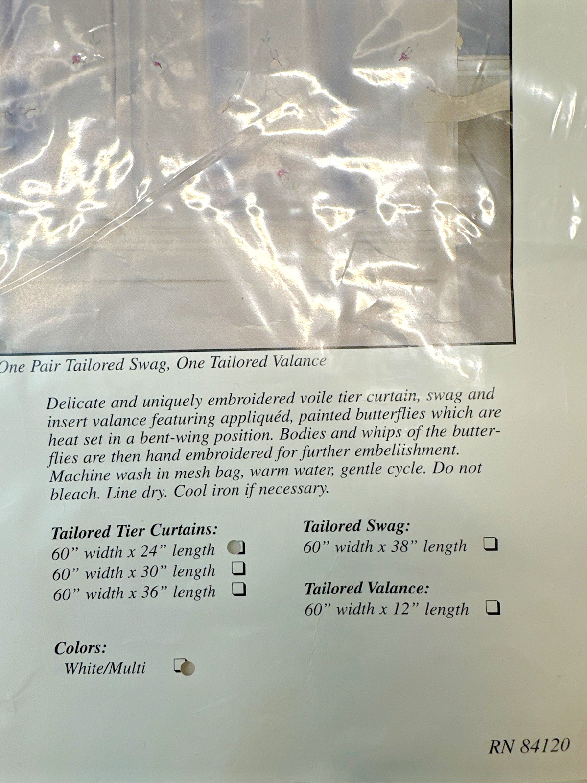 Lorraine Home Fashions Flutterby Tier Pair 24″ Tier Curtains 60″ X 24″ NIP NOS