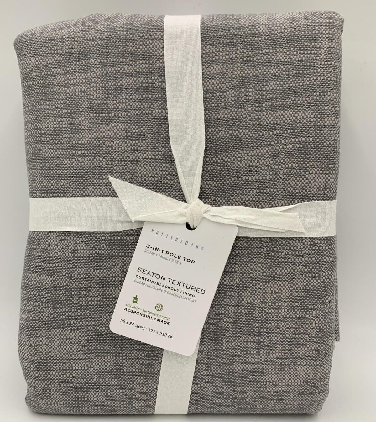 Pottery Barn Seaton Textured Blackout Curtain Drape 50x 84″ Flagstone #8714