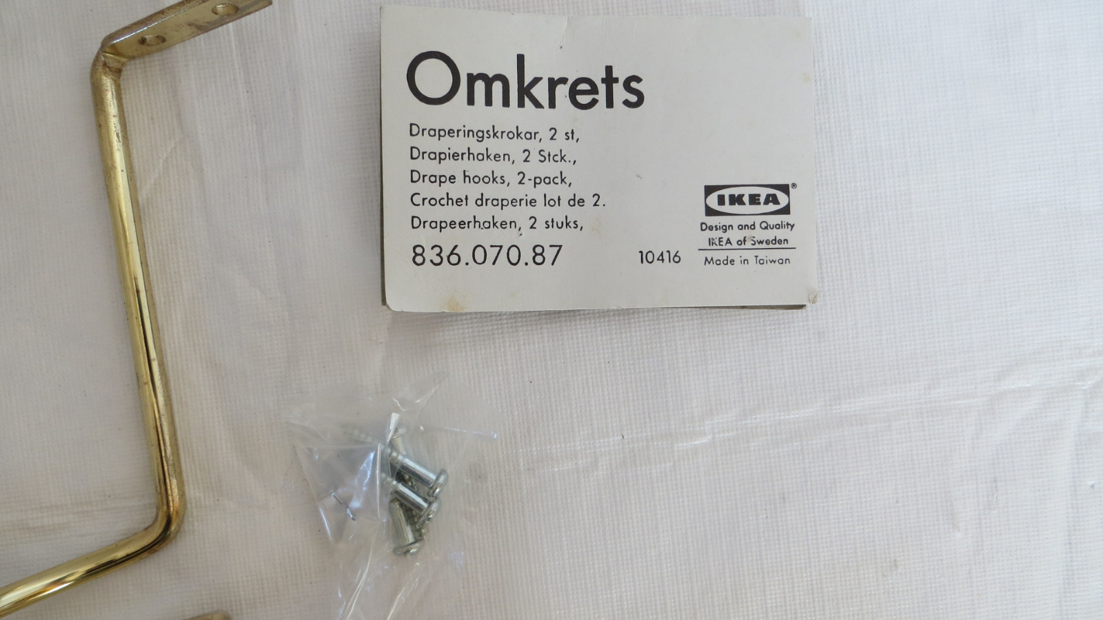 GOLD Drape Hoops (Tie-backs) for curtains Omkrets Ikea NEW 2-Pack
