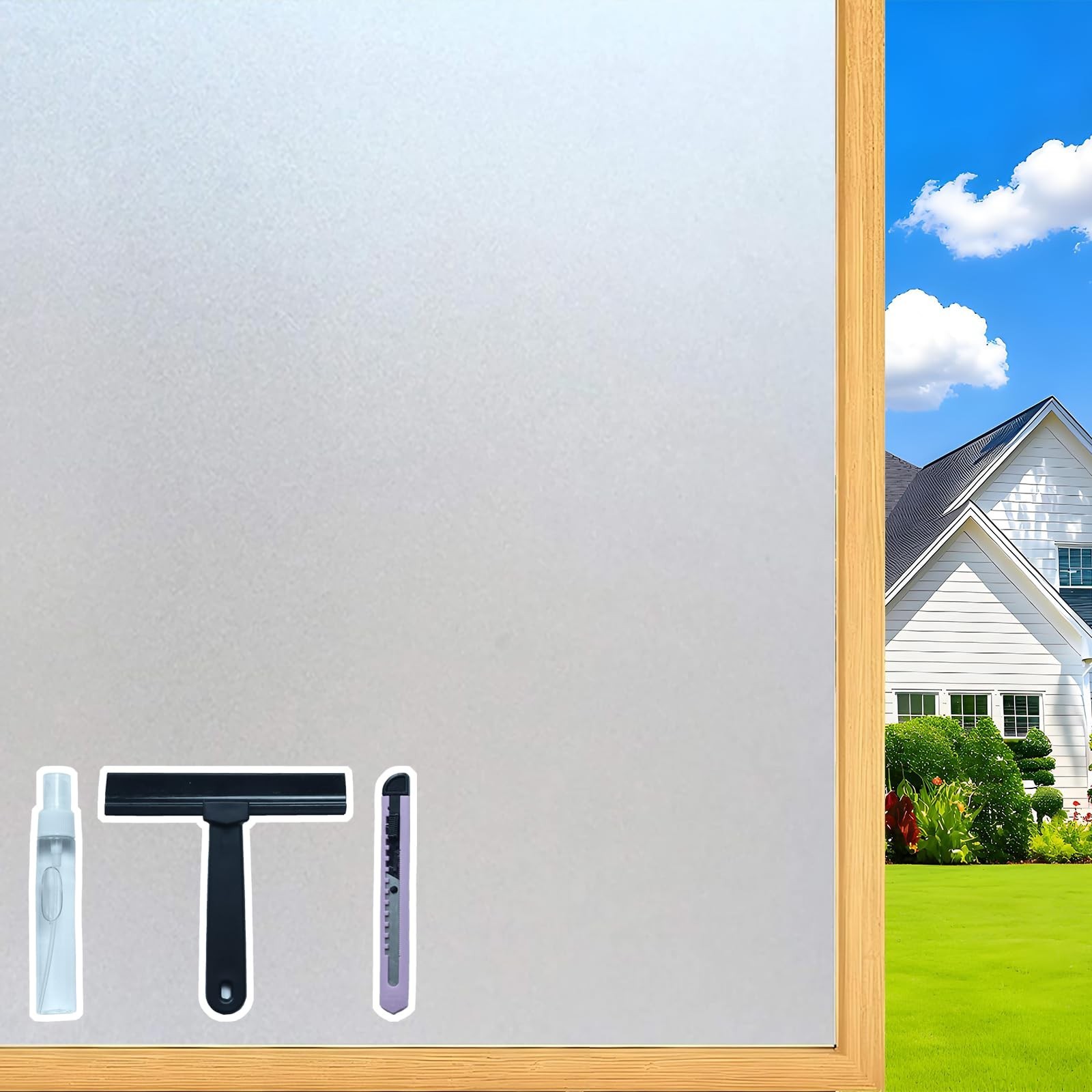Frosted Glass Window Privacy Film Removable Heat Blocking UV Protection Stati…