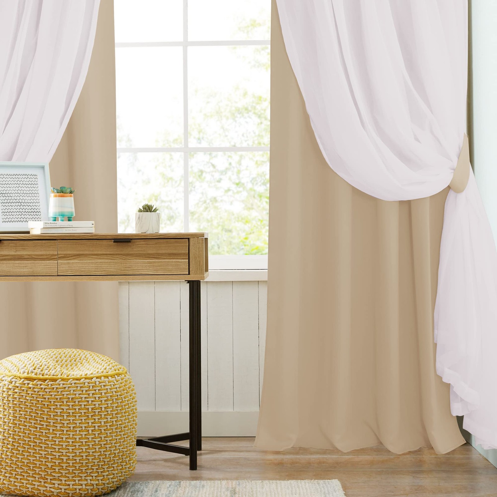PONY DANCE Living Room Curtains – Sheer Curtains 84 inches Long with White Voile