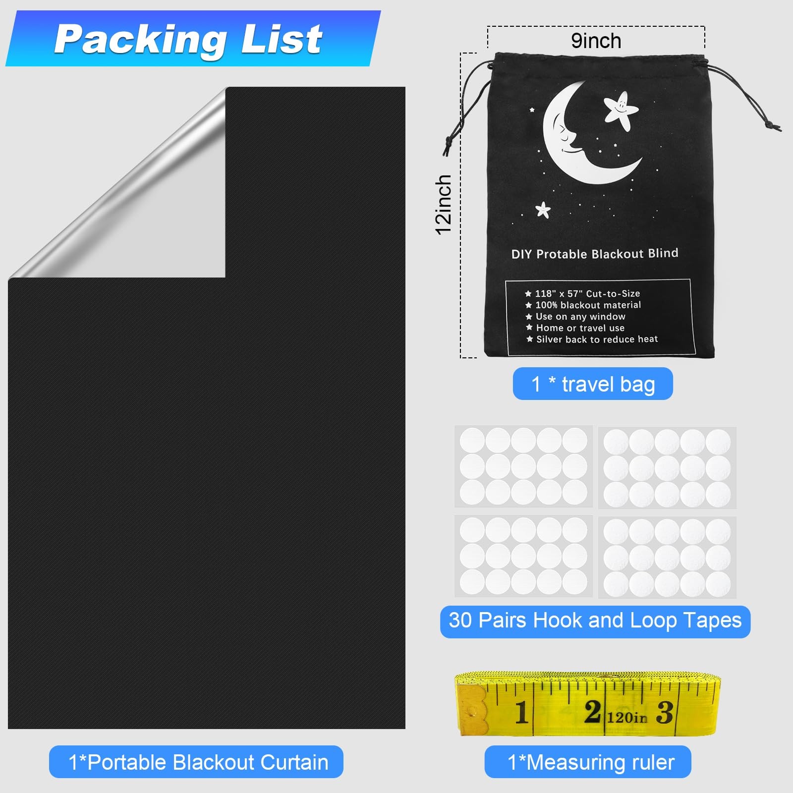 Upgraded Blackout Curtains, 118″ x 57″ Shades, 100% Blackout Material with Ad…