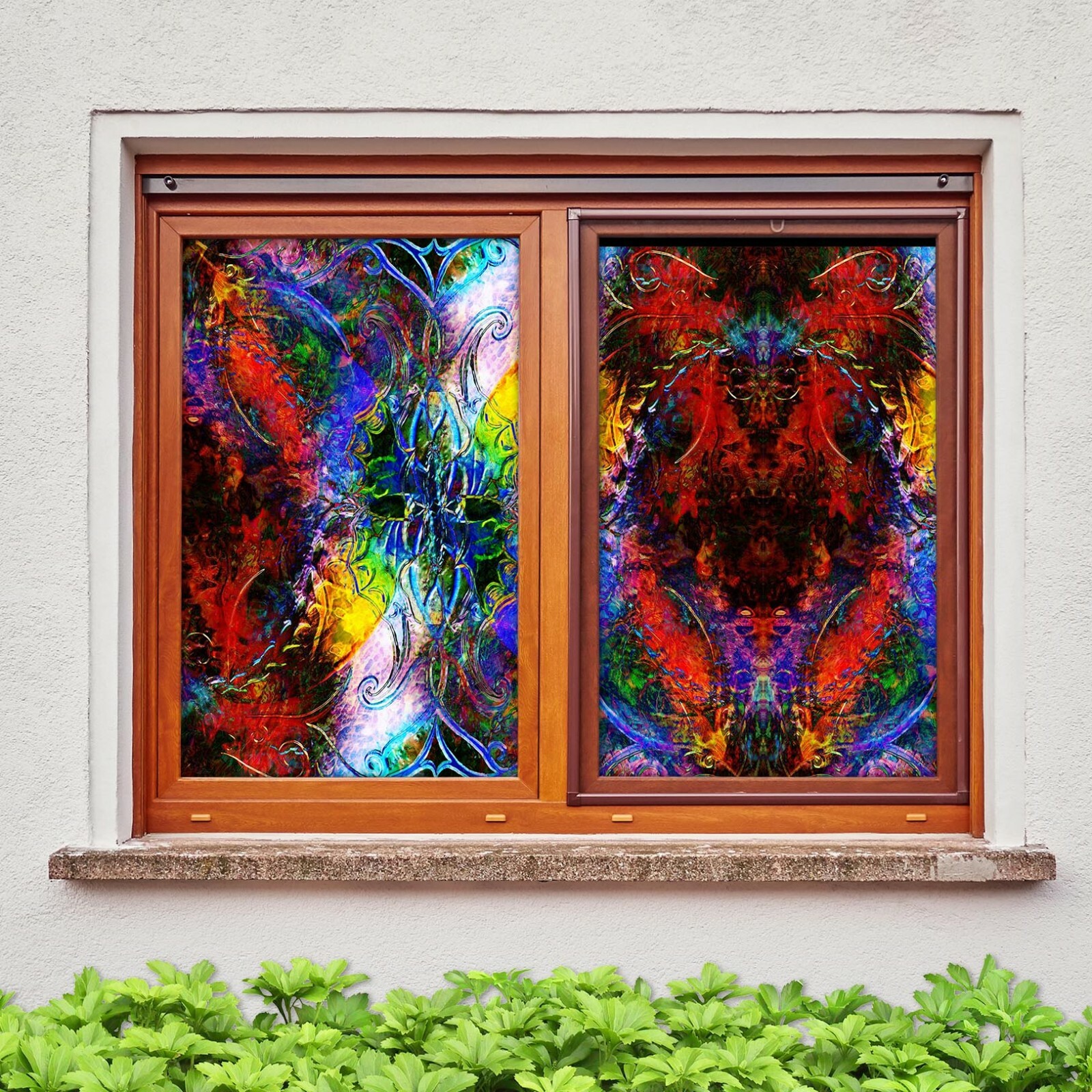 3D Artistic Pattern A108 Window Film Print Sticker Cling Stained Glass UV Zoe