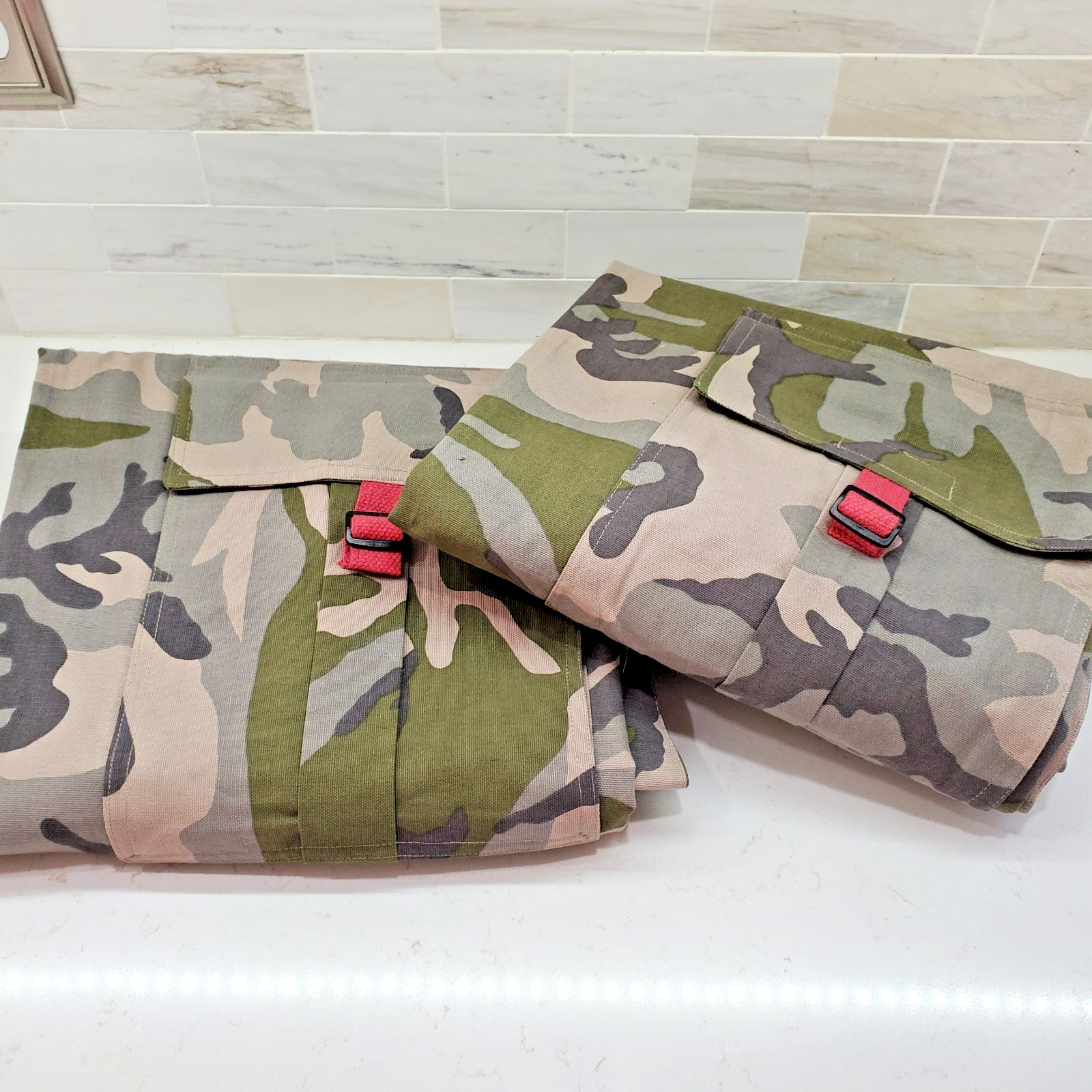 The Company Store Army Camouflage Drapery Panels Set of 2 w 6 Pockets Per Panel