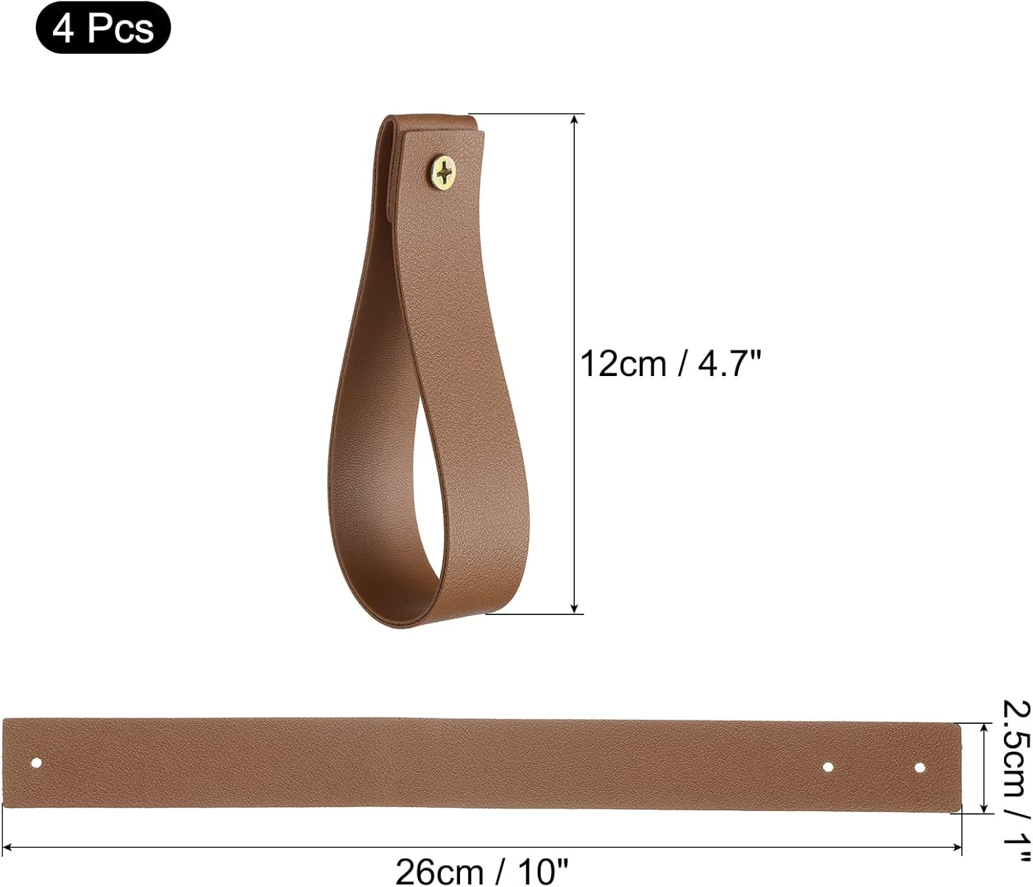 4Pcs Leather Curtain Rod Holder 1 X 4.7 Inches Wall Hanging Straps Curtain Rod H