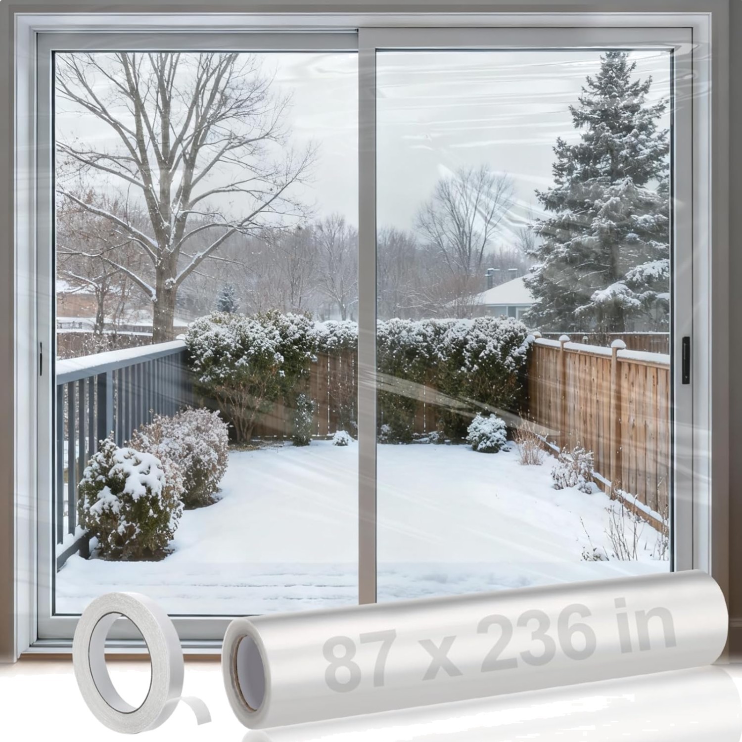 87×236in Window Insulation for Winter – Fits Sliding Door French Door Clear Hea