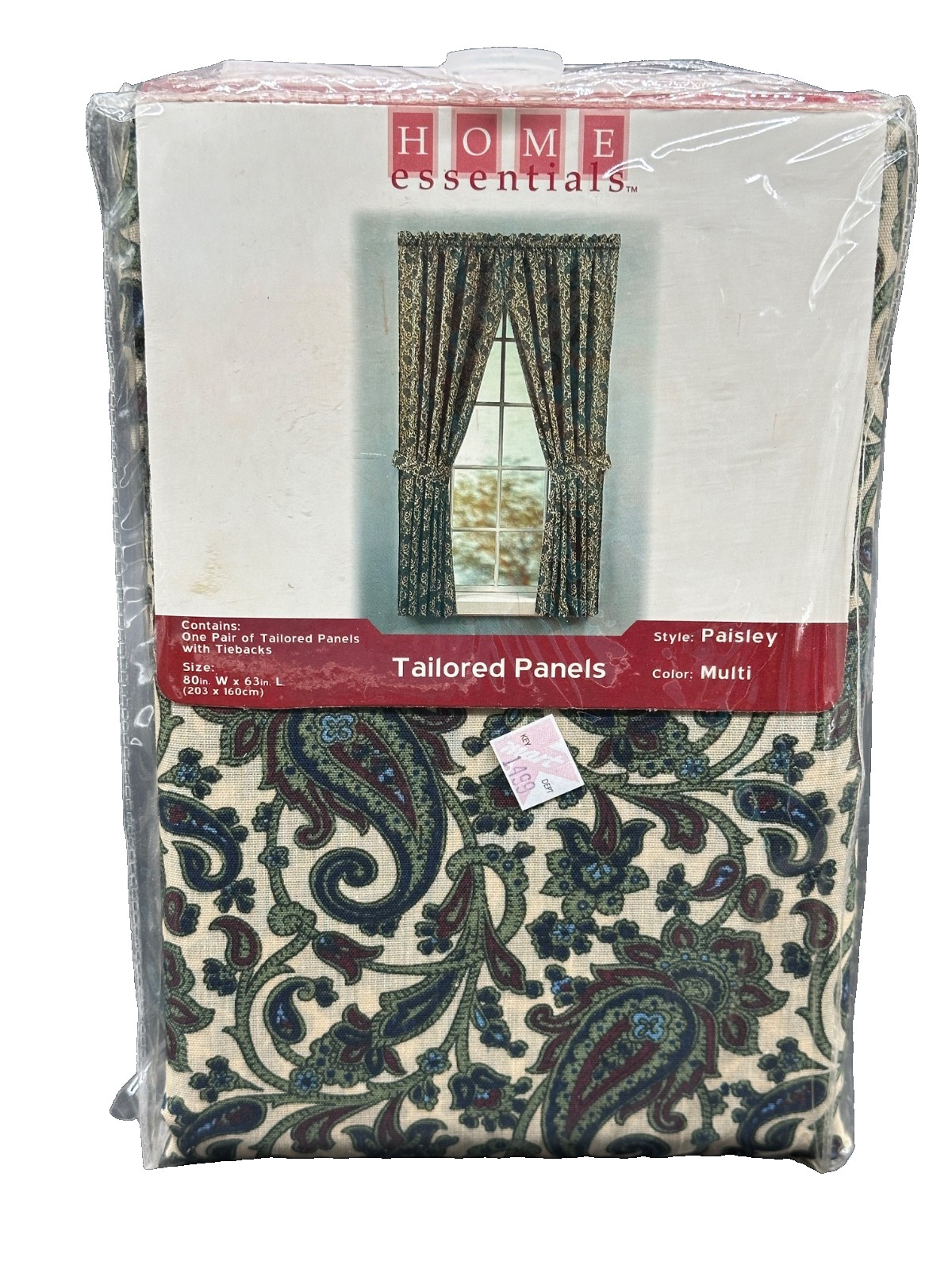 Home Essentials Contains One Pair of tailored Panel With Tiebacks 80W «x 63L»