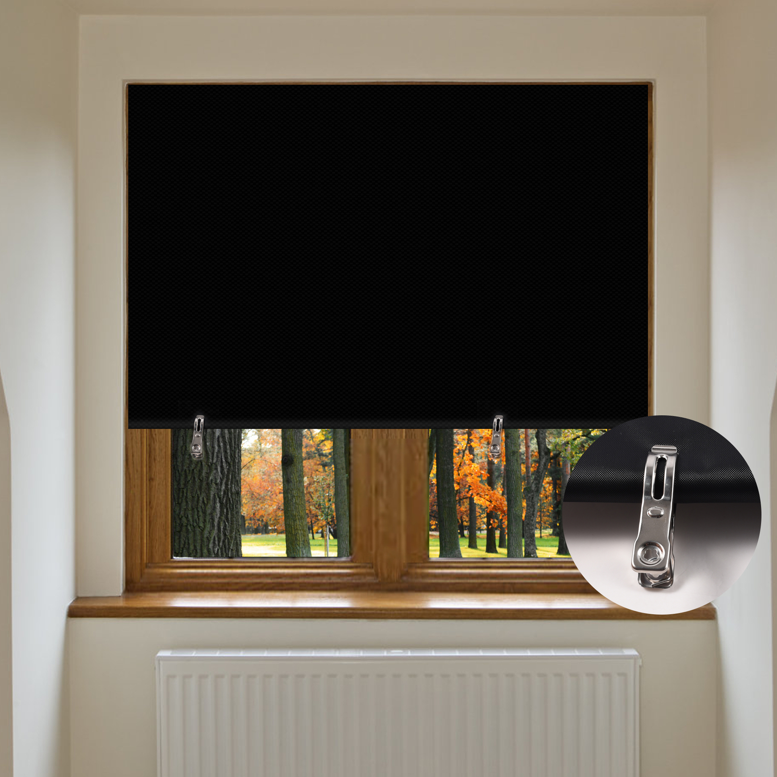 LazBlinds 100% Blackout Door Curtain, No Tools No Drill Cordless Blinds for