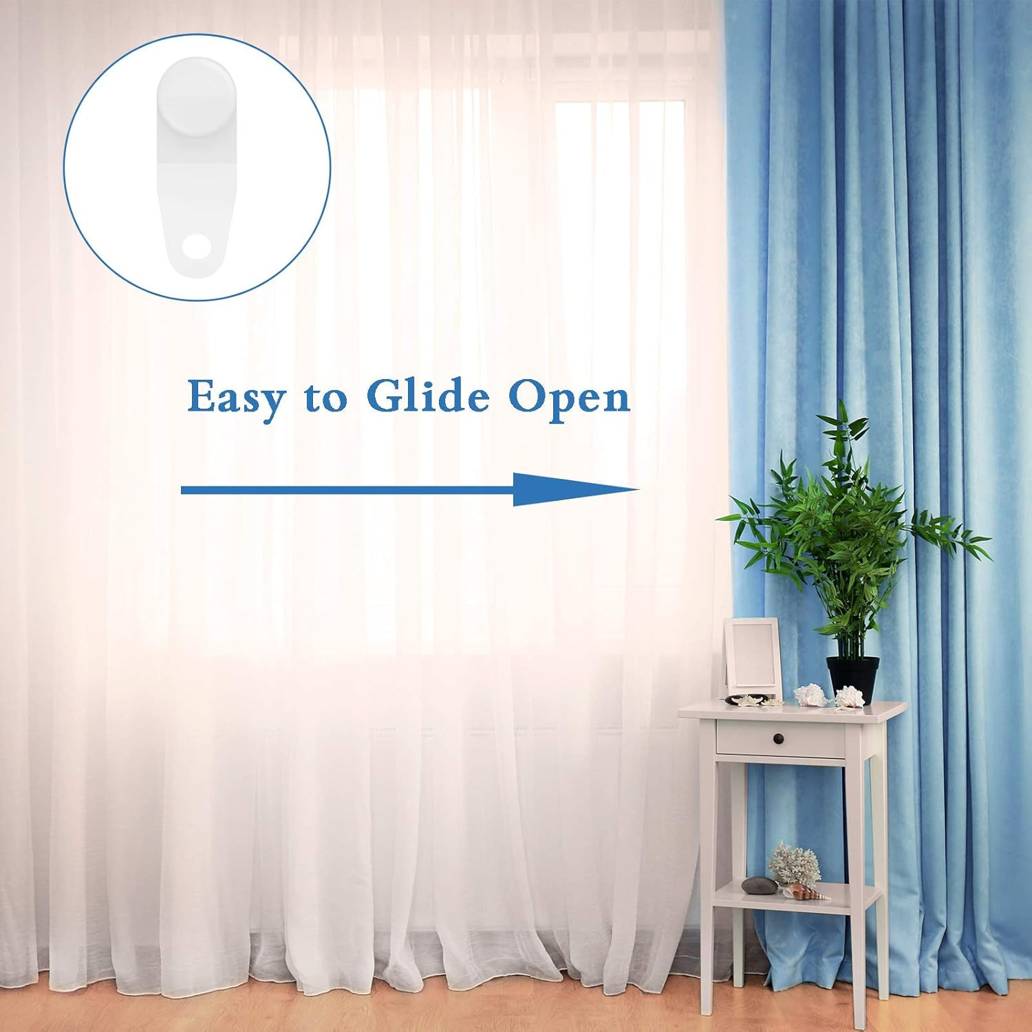 100 Pieces Traverse Rod Slides Curtain Replacement White Plastic Snap-In Travers