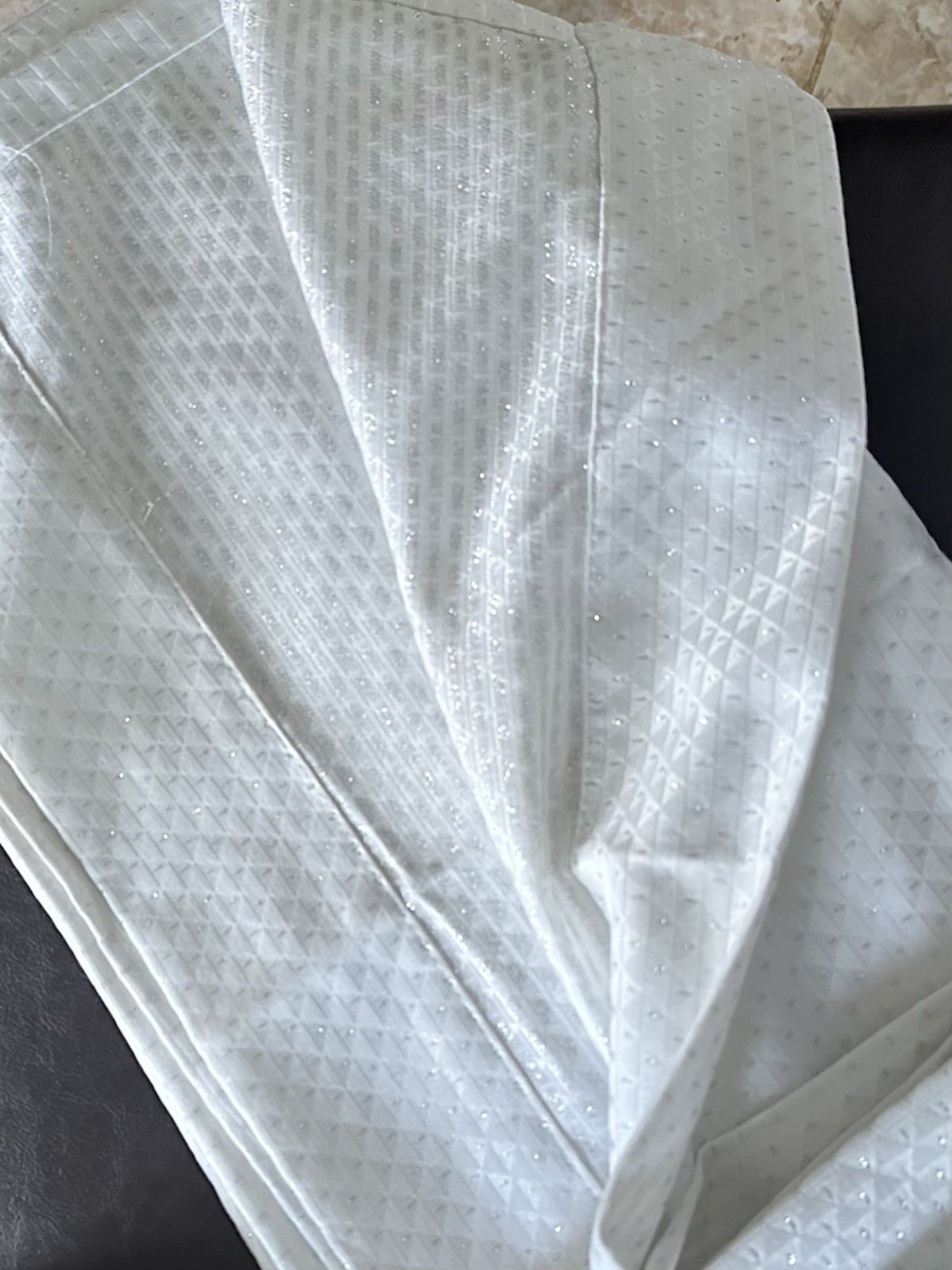 New DKNY Pure White Curtain Panels with Silver accents 86L x 52W set of 8