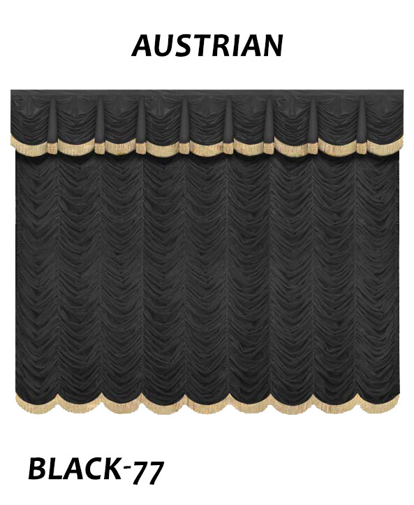 Saaria Austrian Curtain with gold fringe size – 12’W x 8’H (9oz)