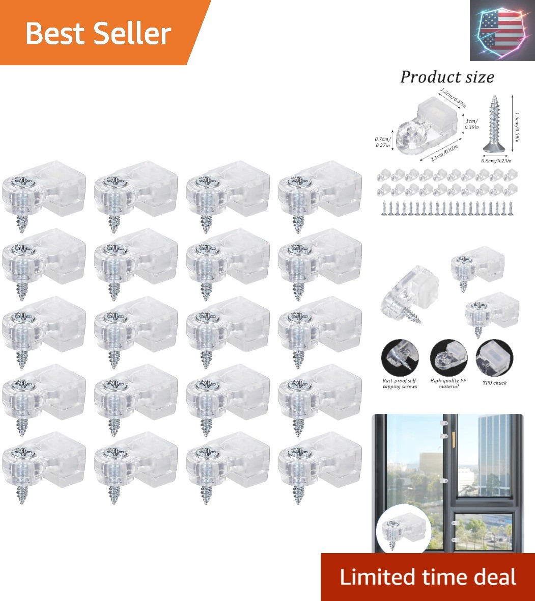 20 Pcs Durable Glass Retainer Clips with Screws – Easy Installation for Home Use