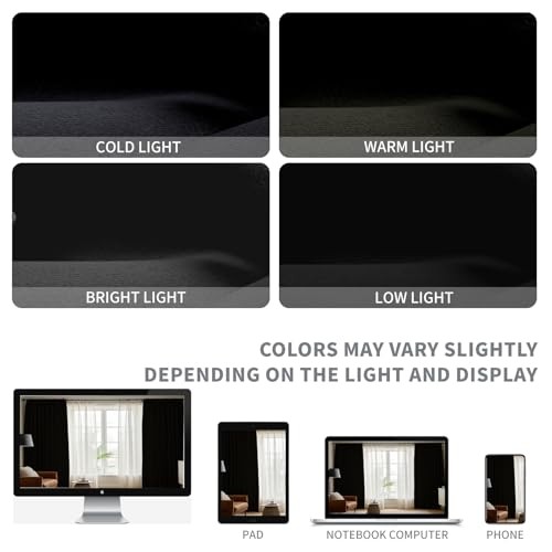 Pureout Curtains 63 inch Length 2 Panels Set, 52″W x 63″L (Pack of 2) Black