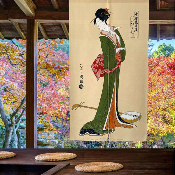 Ukiyo-e Geisha Kimono Door Curtain Japan Art Print Doorway Divide Pub Tapestry