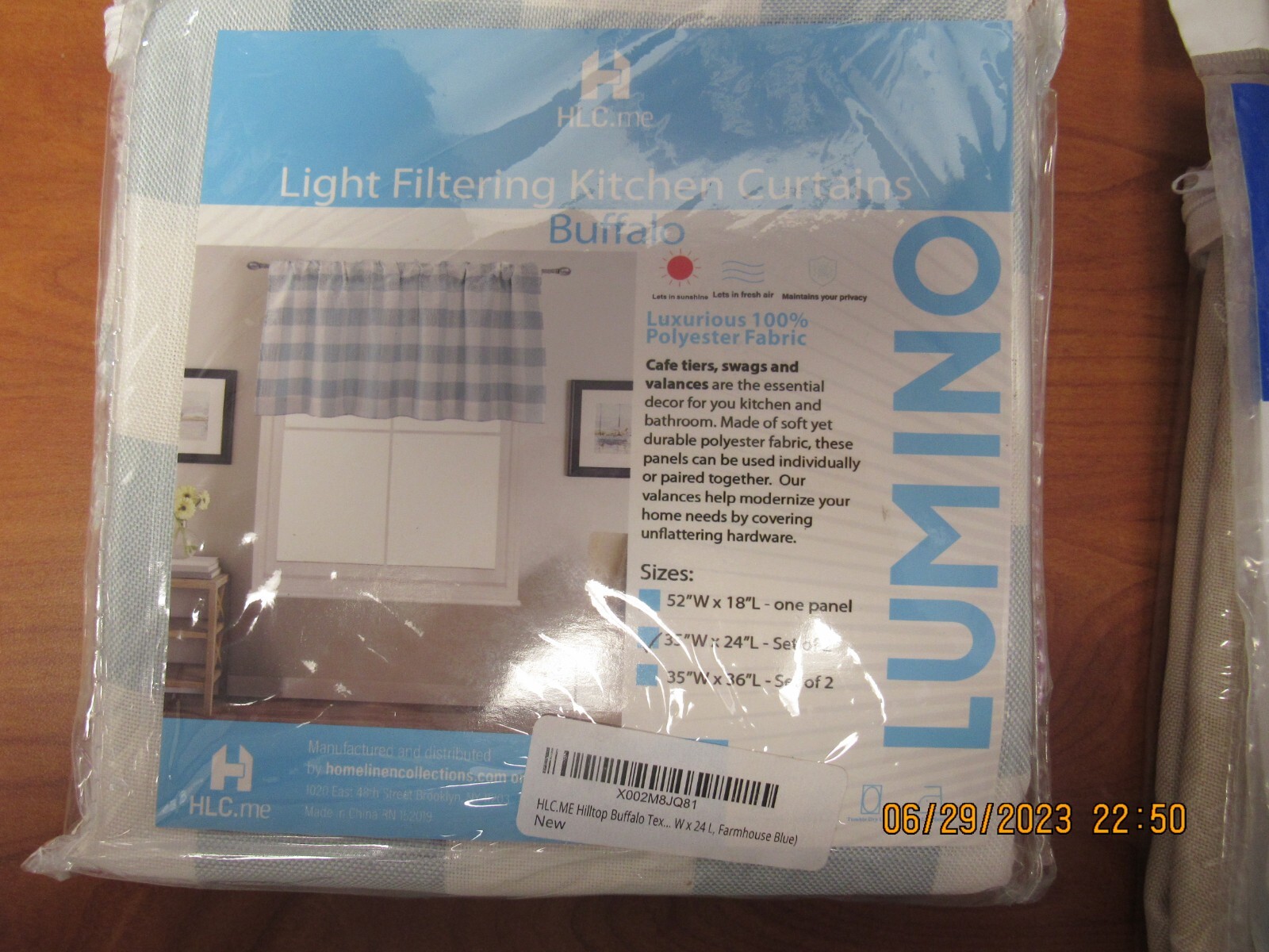 HLC.me Lumino Light Filtering Kitchen Curtains -35″W X 24″L, Buffalo, Set of 2