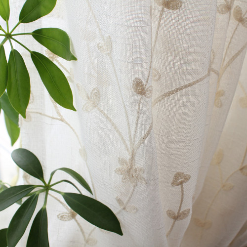 Floral Embroidered Sheer Tulle Curtains Voile Bedroom Tulle Window Blinds Drapes