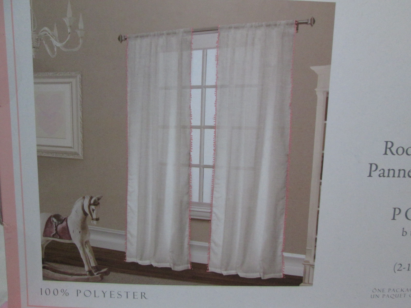 New JL Jaclyn Love Rod Pocket Panels Two-40″x84″ POM POM ~ Pink Bubble Gum New