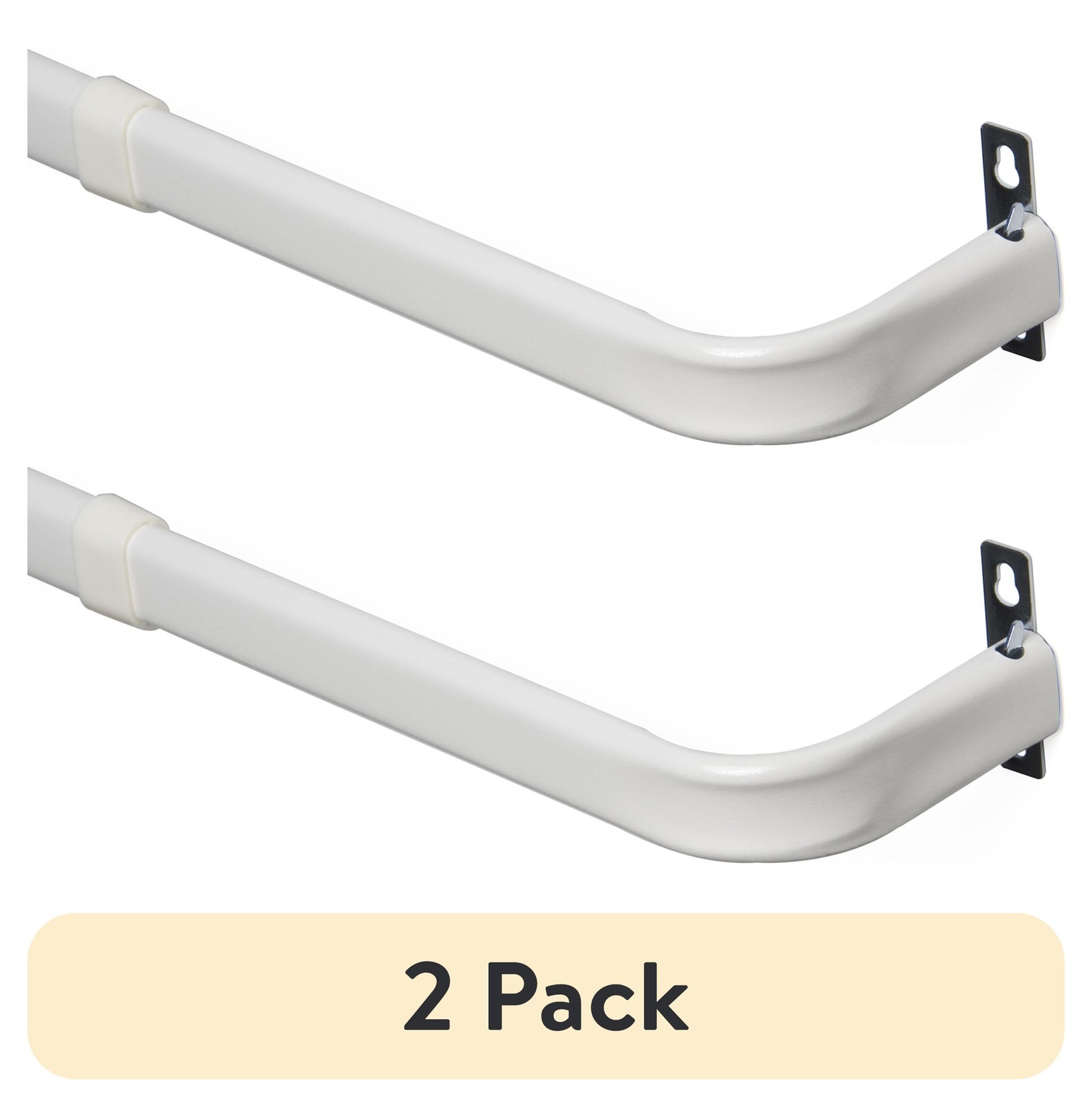 (2 pack) 3″ Metal Wrap Adjustable Curtain Rod, 86″, White