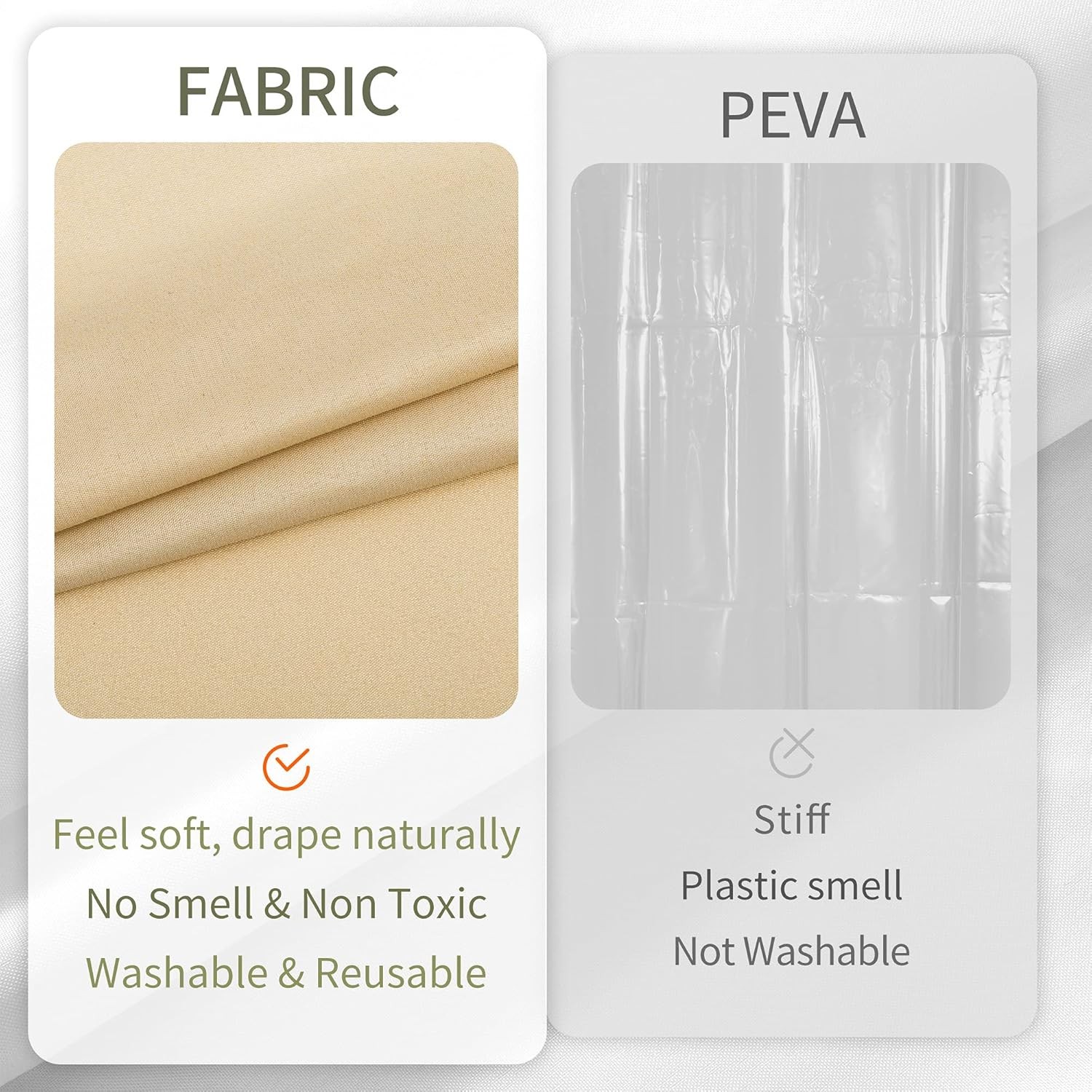 ALYVIA SPRING Long Fabric Shower Curtain Liner 72″W x 74″L (Pack of 1), Khaki