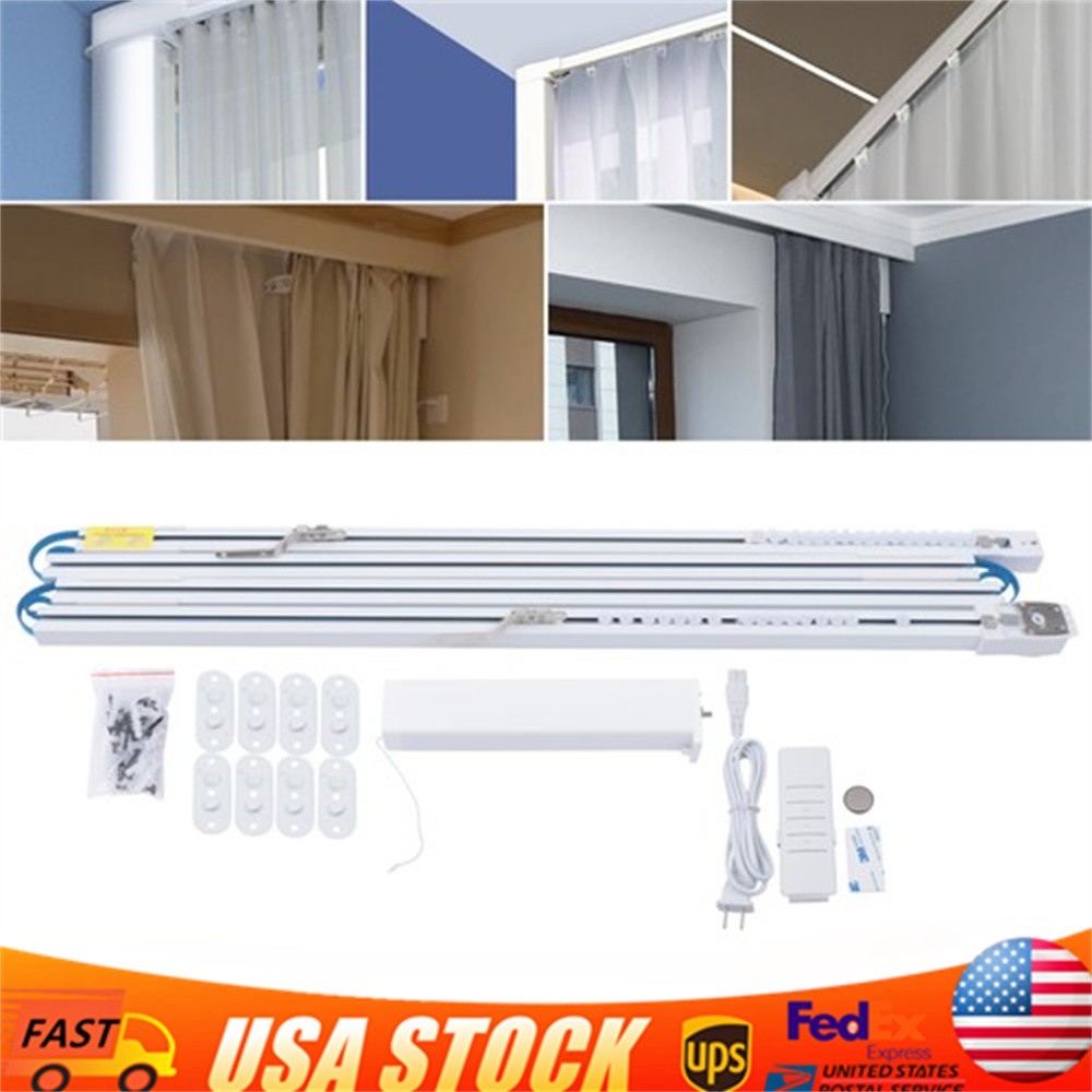 Automatic 13 Feet Motorized Electric Window Curtain Rod Track 4 Slide Rails US