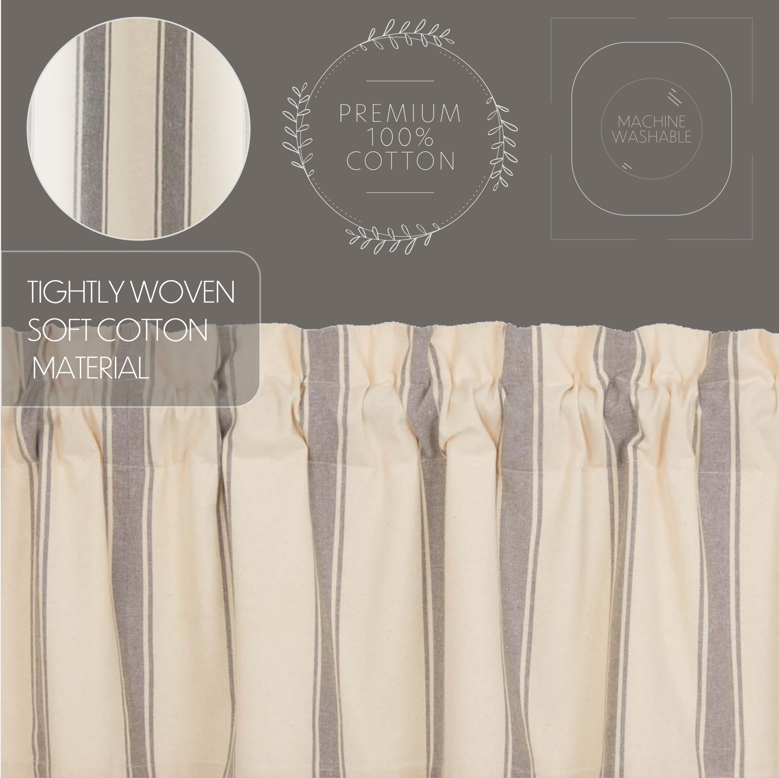 Farmhouse 16″x72″ Valance Creme Rod Pocket Kitchen Window Curtains VHC Brands