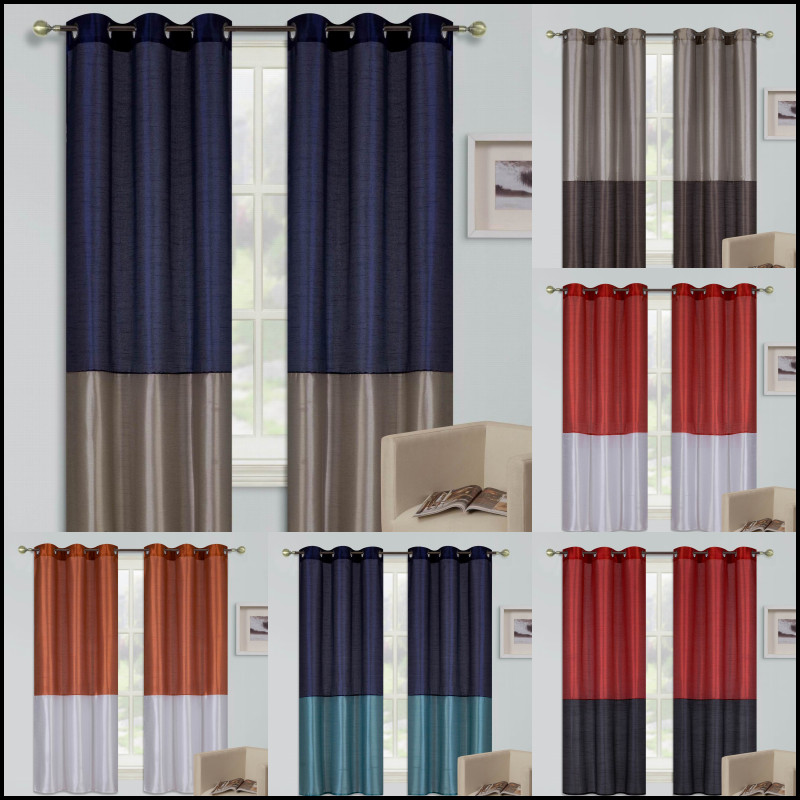 1 SET 2TONE SILKY GROMMET WINDOW CURTAIN SEMISHEER PANEL DRAPE (HEIDI)108″ LONG