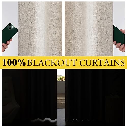 2 Panels Linen 100% Blackout 52 x 80 Inches 52″W x 80″L (Pack of 2) Natural
